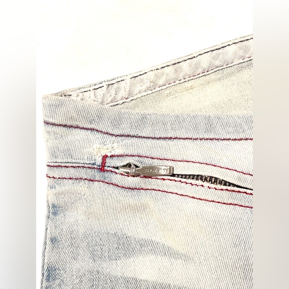 Miss Sixty Y2K Dionne Flared Light Blue Jeans Size 24 red stitching zipper - Picture 11 of 12